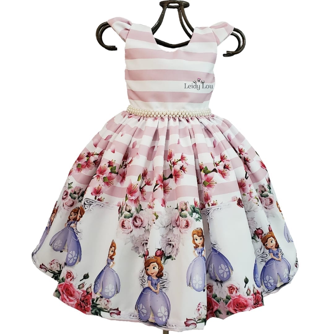 Vestido Princesinha Sofia Manga Princesa Menina Bebê Infantil