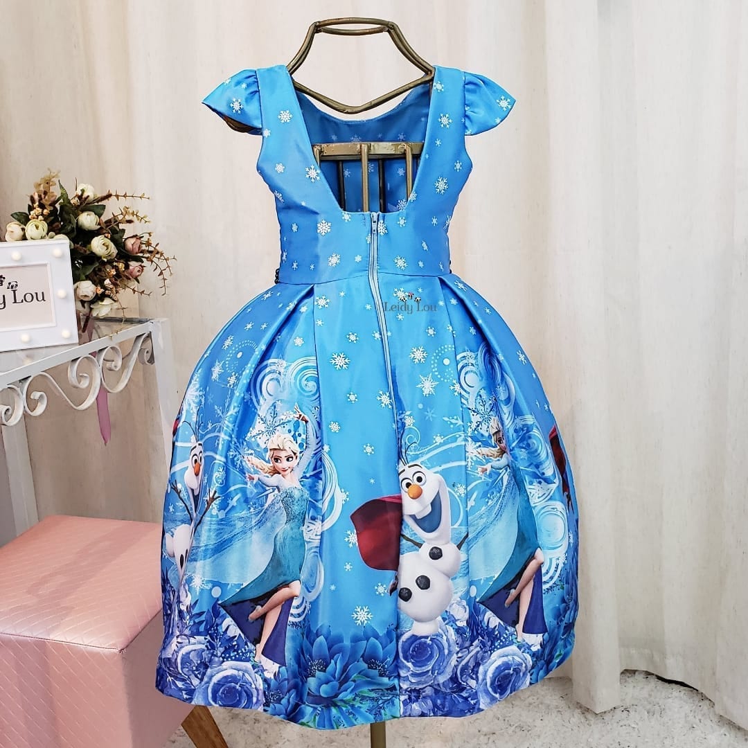 Vestido Festa Infantil Compatível com Princesa Frozen Luxo - Louyse  Rodrigues