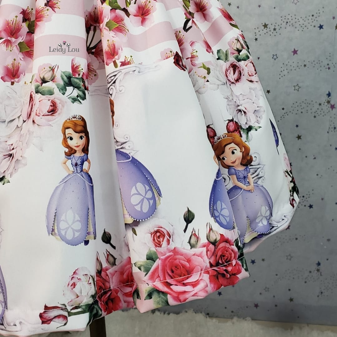 Disney princesa sofia meninas verão algodão vestido princesa